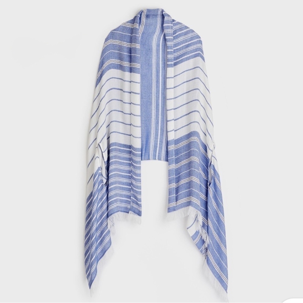 J.Crew Summerweight Cape-Scarf in Blue & white excellent like-new condition